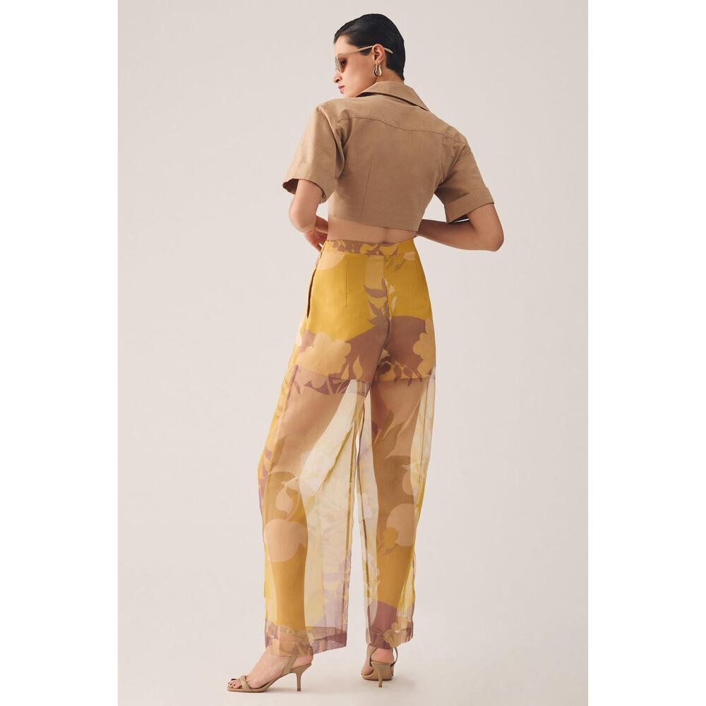 New Anthropologie Pankaj & Nidhi Sheer Printed Sheer Pants - Size XL - Picture 5 of 6